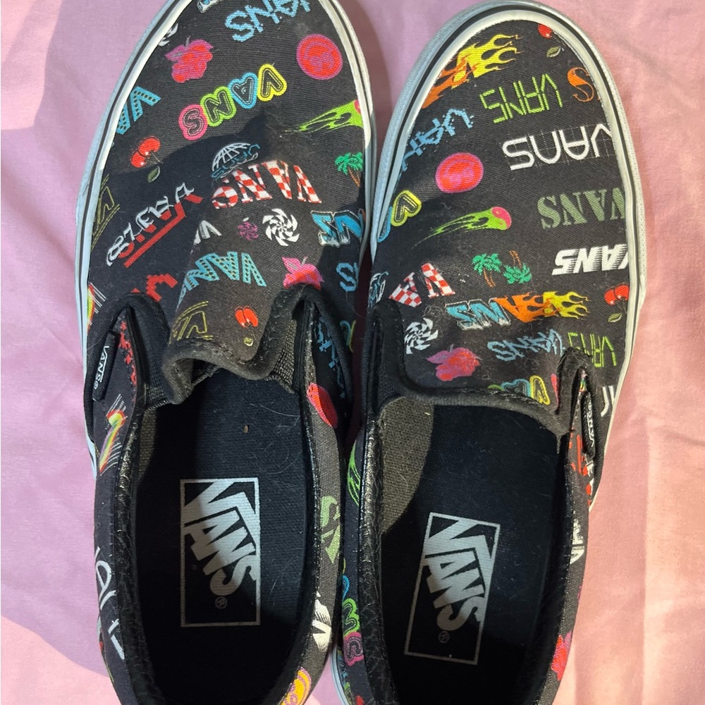 Vans Black Multicolor Slip-On Shoes